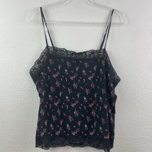 Victoria's Secret Heavenly Lace Trim Cami XL Black Dark Floral Y2K Whimsigoth